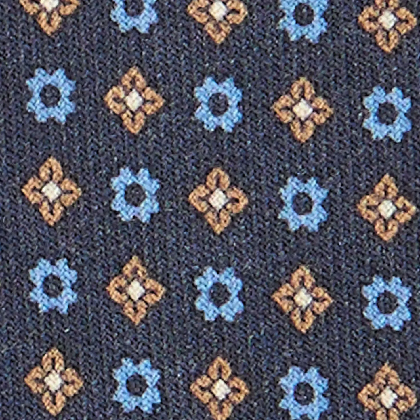CRAVATTA CLASSICA IN LANA BLU SCURO Microfantasia fiore