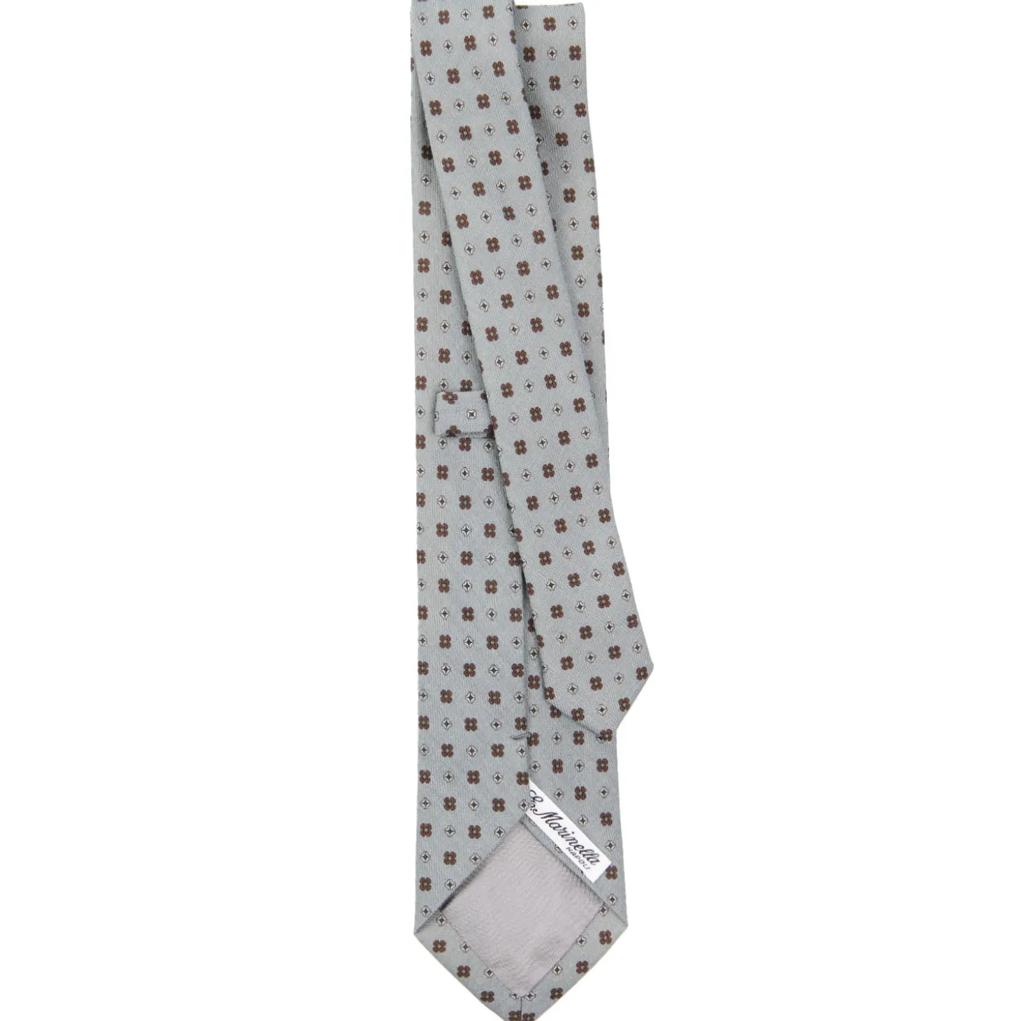 CRAVATTA CLASSICA IN LANA GRIGIO CHIARO Microfantasia fiore