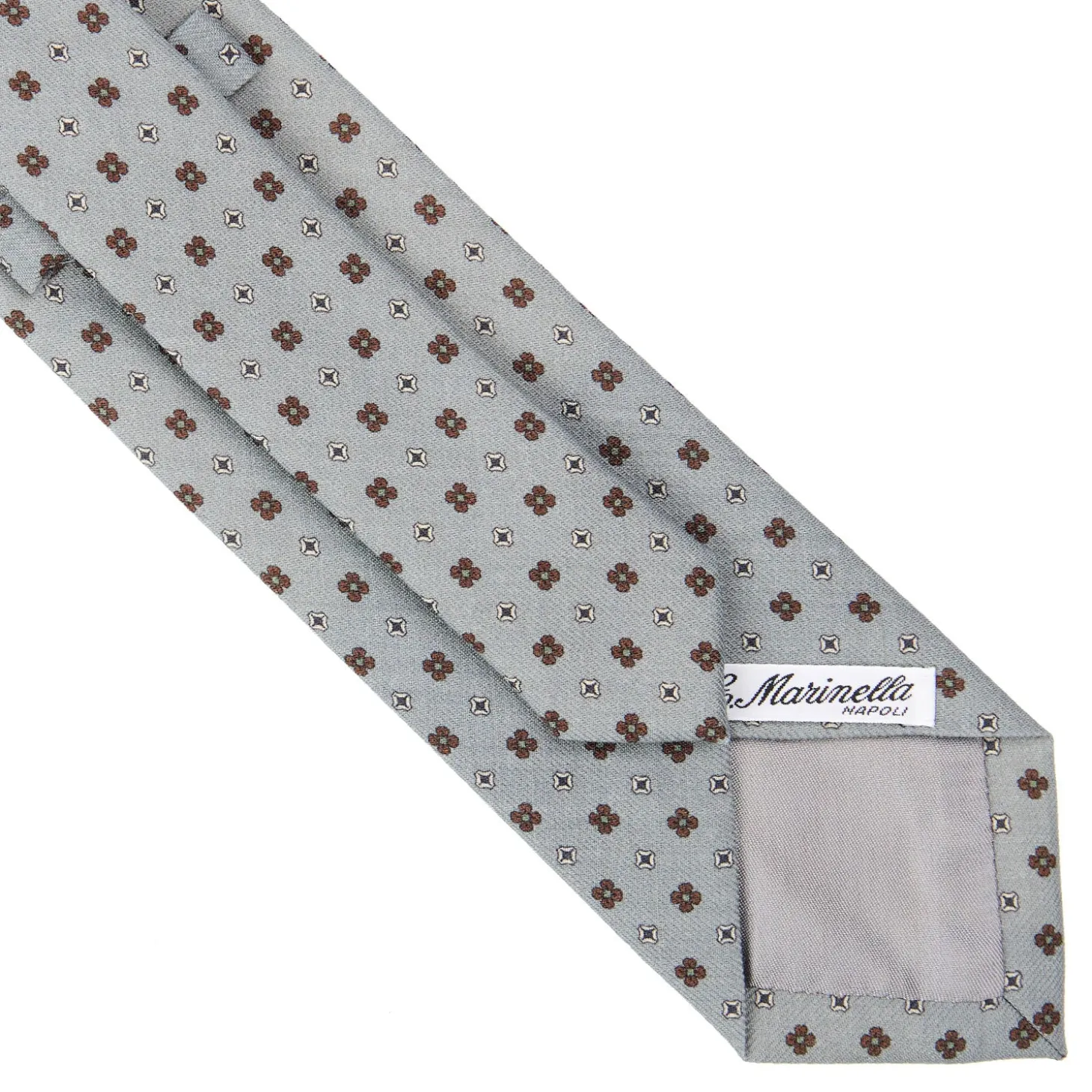 CRAVATTA CLASSICA IN LANA GRIGIO CHIARO Microfantasia fiore
