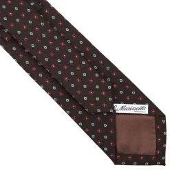 CRAVATTA CLASSICA IN LANA MARRONE SCURO Microfantasia fiore