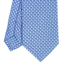 CRAVATTA CLASSICA IN SETA AZZURRO Microfantasia m geometrica