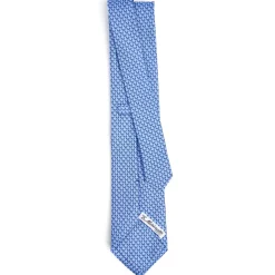 CRAVATTA CLASSICA IN SETA AZZURRO Microfantasia m geometrica
