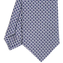 CRAVATTA CLASSICA IN SETA BLU Microfantasia m geometrica