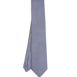 CRAVATTA CLASSICA IN SETA BLU Microfantasia m geometrica
