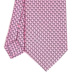 CRAVATTA CLASSICA IN SETA ROSA Microfantasia m geometrica