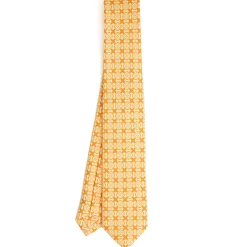 CRAVATTA DONNA CLASSICA IN SETA STAMPATA GIALLA Microfantasia inspirazione foulard