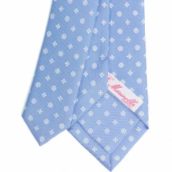 CRAVATTA DONNA CLASSICA IN SETA STAMPATA AZZURRA Microfantasia fiore