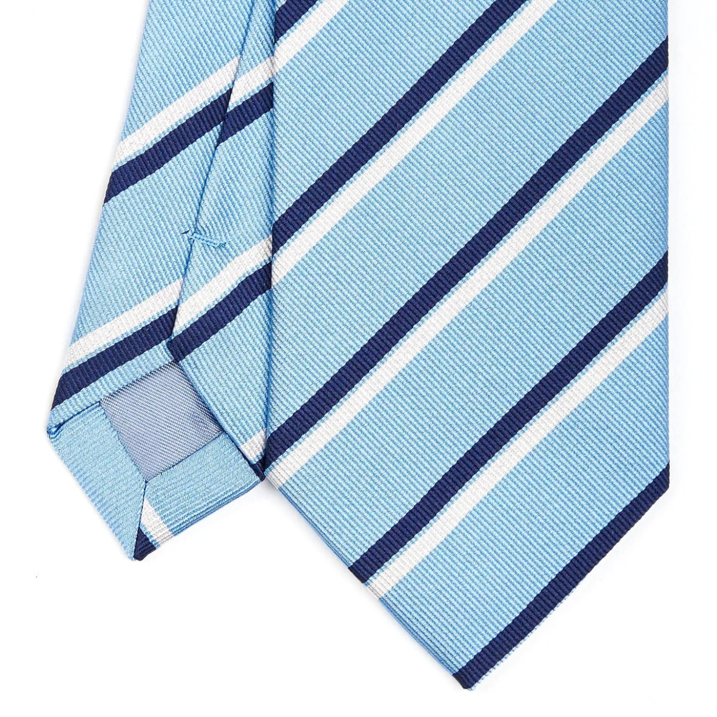 CRAVATTA REGIMENTAL IN SETA AZZURRA Righe blu e bianche