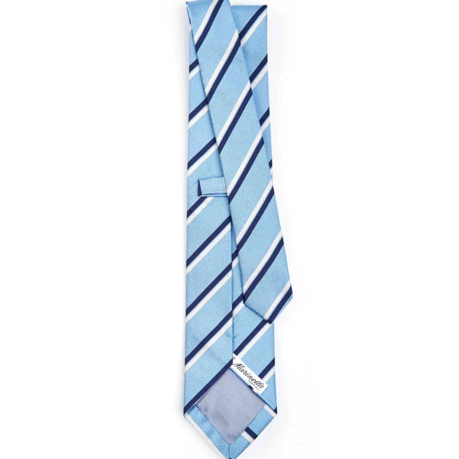 CRAVATTA REGIMENTAL IN SETA AZZURRA Righe blu e bianche