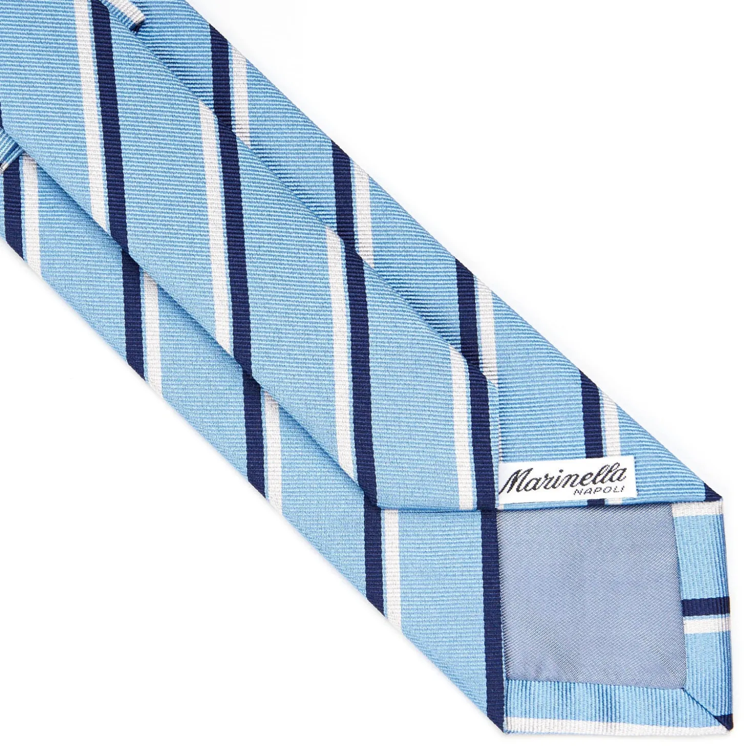 CRAVATTA REGIMENTAL IN SETA AZZURRA Righe blu e bianche