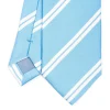 CRAVATTA REGIMENTAL IN SETA AZZURRA Righe bianche