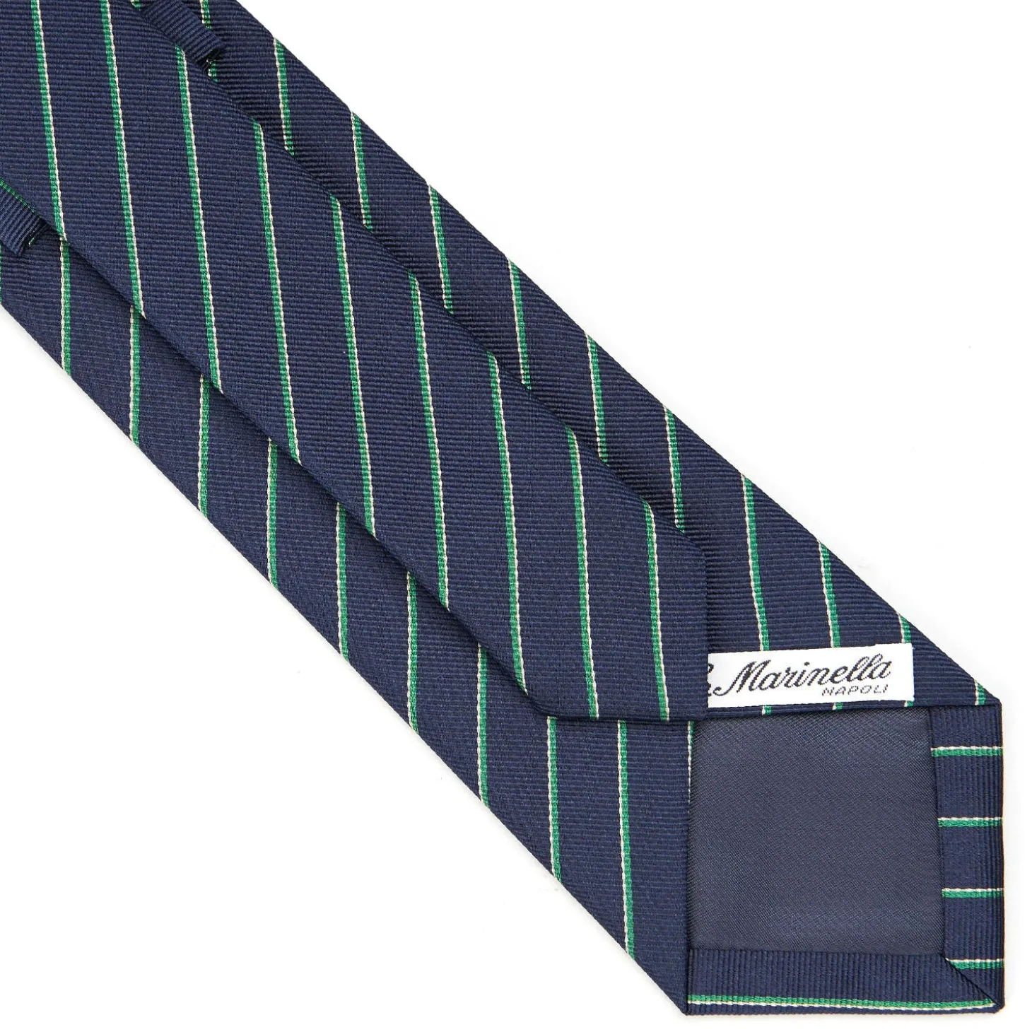 CRAVATTA REGIMENTAL IN SETA BLU SCURO Righe verdi