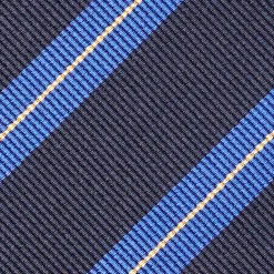 CRAVATTA REGIMENTAL IN SETA BLU SCURO Righe azzurre