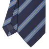 CRAVATTA REGIMENTAL IN SETA BLU SCURO Righe azzurre e beige