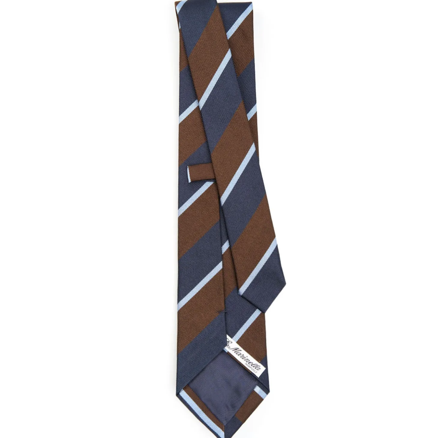 CRAVATTA REGIMENTAL IN SETA BLU SCURO Righe azzurre e marroni