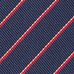 CRAVATTA REGIMENTAL IN SETA BLU SCURO Righe rosse