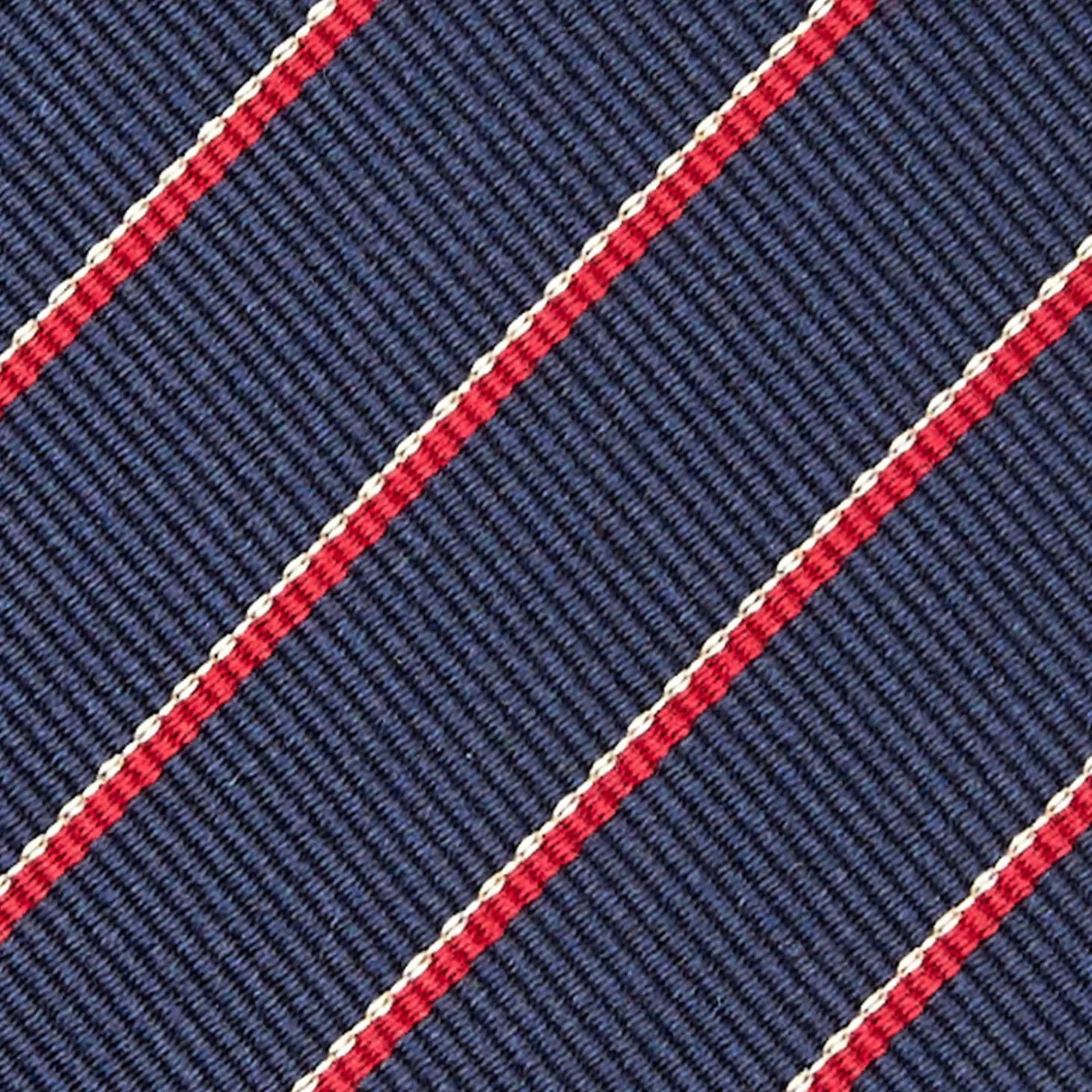 CRAVATTA REGIMENTAL IN SETA BLU SCURO Righe rosse