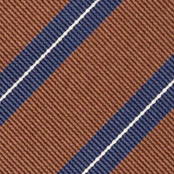 CRAVATTA REGIMENTAL IN SETA MARRONE SCURO Righe blu e bianche
