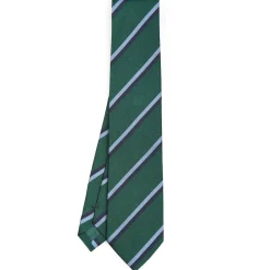 CRAVATTA REGIMENTAL IN SETA VERDE SCURO Righe blue e azzurre