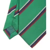 CRAVATTA REGIMENTAL IN SETA VERDE SCURO Righe blu e bordeaux