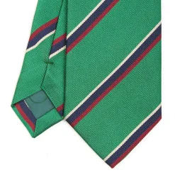 CRAVATTA REGIMENTAL IN SETA VERDE SCURO Righe blu e bordeaux