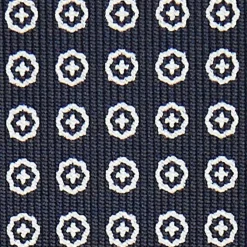 CRAVATTA SARTOIRALE CLASSICA IN SETA BLU SCURO Microfantasia fiore