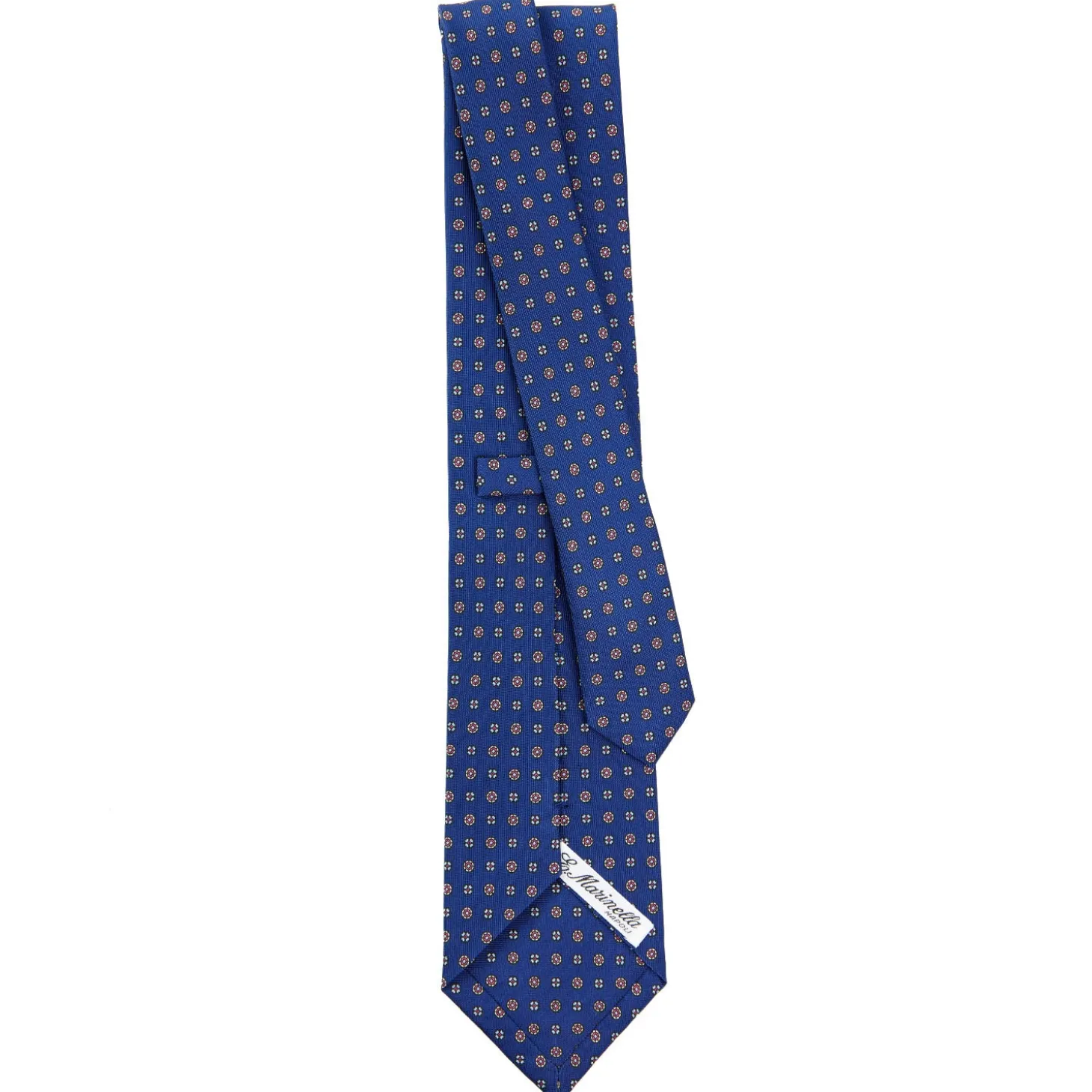 CRAVATTA SARTORIALE CLASSICA IN SETA BLU Microfantasia fiore