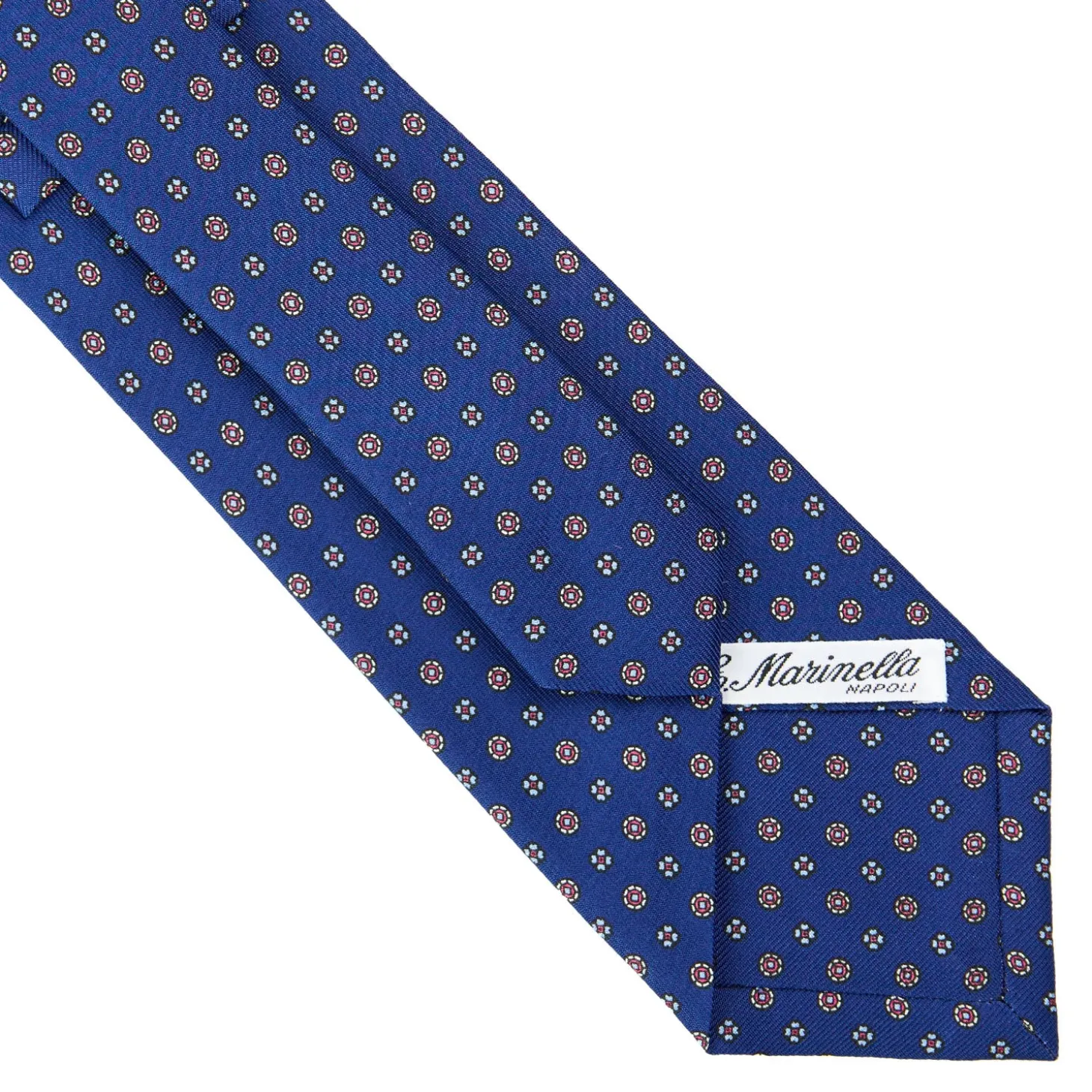 CRAVATTA SARTORIALE CLASSICA IN SETA BLU Microfantasia fiore