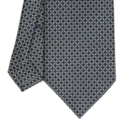 CRAVATTA SARTORIALE CLASSICA IN SETA BLU SCURO Microfantasia geometrica