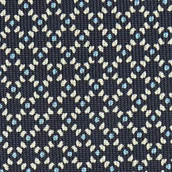 CRAVATTA SARTORIALE CLASSICA IN SETA BLU SCURO Microfantasia geometrica