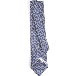 CRAVATTA SARTORIALE CLASSICA IN SETA BLU SCURO Microfantasia m geometrica