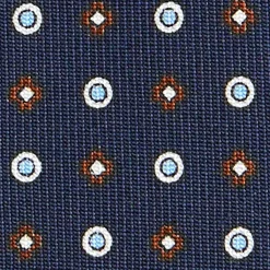 CRAVATTA SARTORIALE CLASSICA IN SETA BLU SCURO Microfantasia fiore