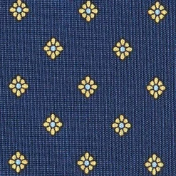 CRAVATTA SARTORIALE CLASSICA IN SETA BLU SCURO Microfantasia fiore