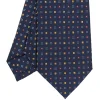 CRAVATTA SARTORIALE CLASSICA IN SETA BLU SCURO Microfantasia fiore