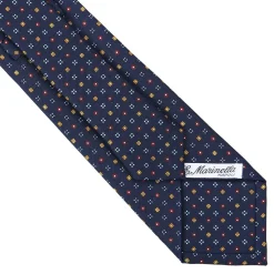CRAVATTA SARTORIALE CLASSICA IN SETA BLU SCURO Microfantasia fiore