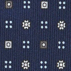 CRAVATTA SARTORIALE CLASSICA IN SETA BLU SCURO Microfantasia fiore