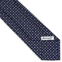 CRAVATTA SARTORIALE CLASSICA IN SETA BLU SCURO Microfantasia fiore