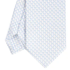 CRAVATTA SARTORIALE CLASSICA IN SETA BIANCA Microfantasia m geometrica