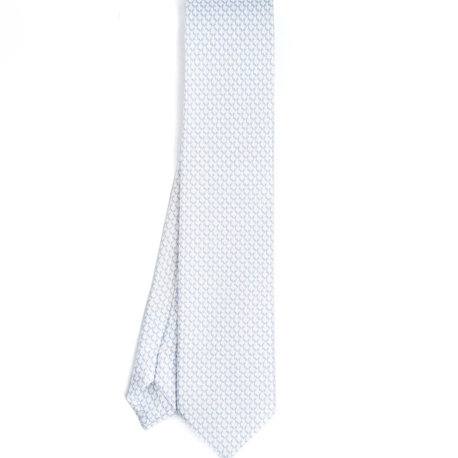 CRAVATTA SARTORIALE CLASSICA IN SETA BIANCA Microfantasia m geometrica