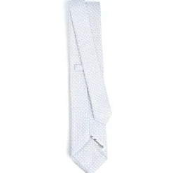 CRAVATTA SARTORIALE CLASSICA IN SETA BIANCA Microfantasia m geometrica