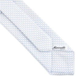 CRAVATTA SARTORIALE CLASSICA IN SETA BIANCA Microfantasia m geometrica