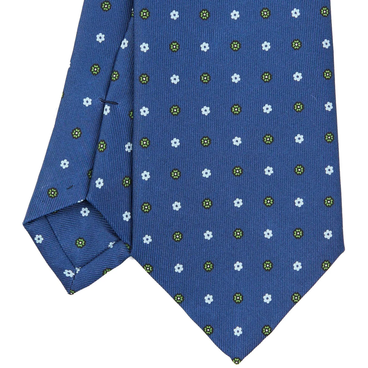 CRAVATTA SARTORIALE CLASSICA IN SETA BLU Microfantasia fiore