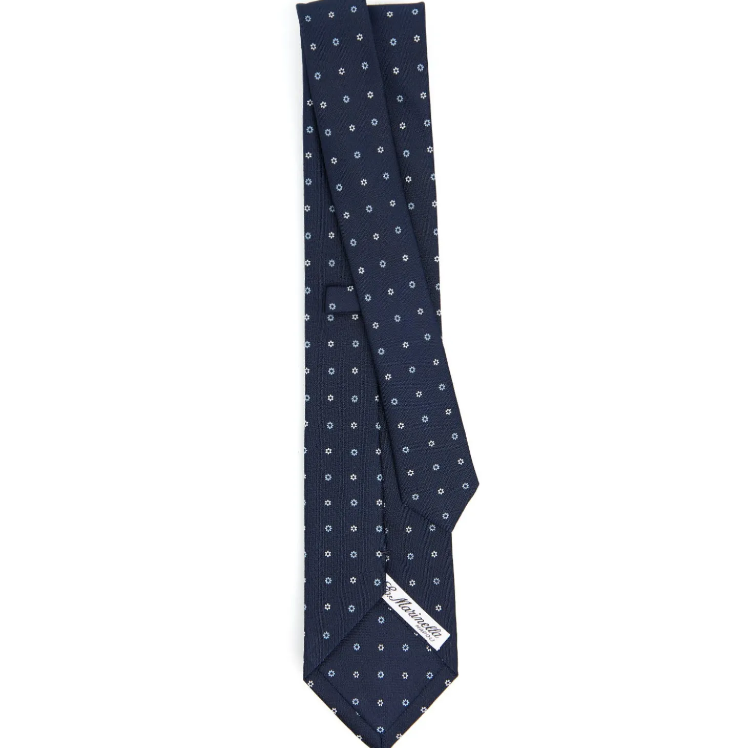 CRAVATTA SARTORIALE CLASSICA IN SETA BLU SCURO Microfantasia fiore