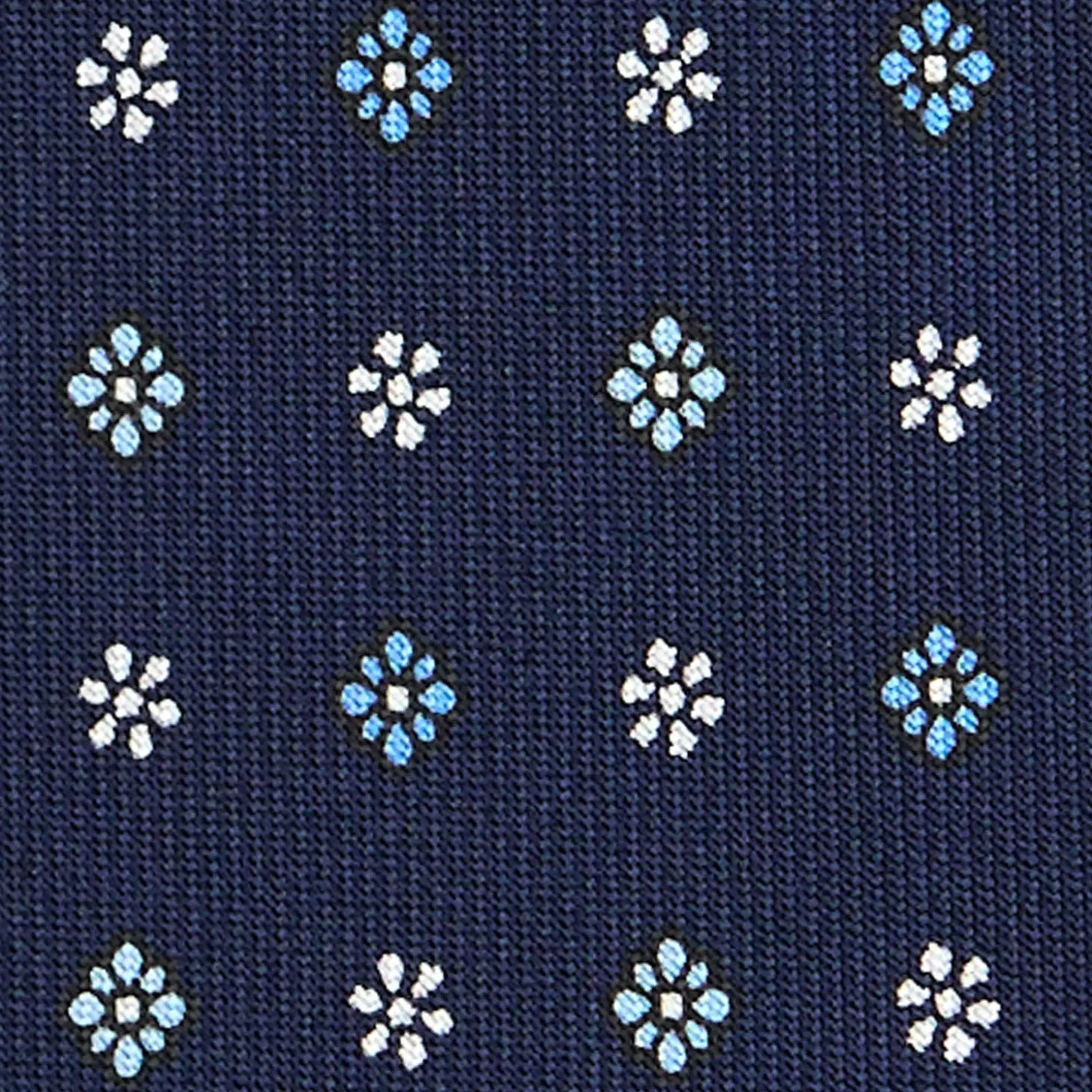 CRAVATTA SARTORIALE CLASSICA IN SETA BLU SCURO Microfantasia fiore