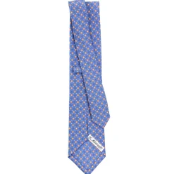 CRAVATTA SARTORIALE CLASSICA IN SETA AZZURRO POLVERE Microfantasia fiore