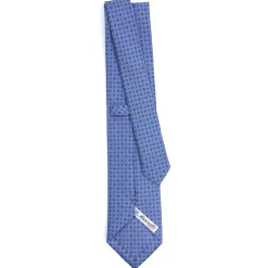 CRAVATTA SARTORIALE CLASSICA IN SETA AZZURRO POLVERE Microfantasia fiore