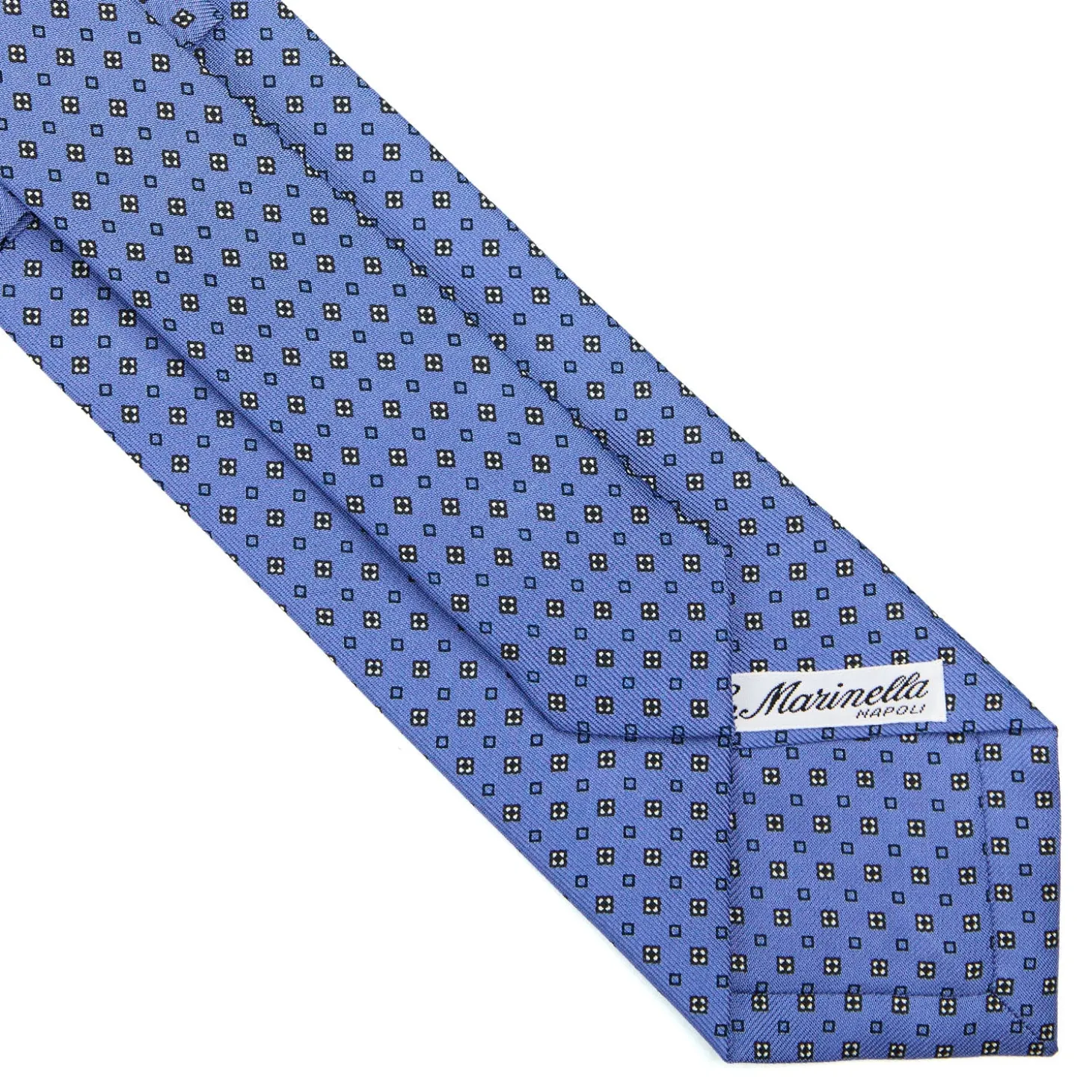 CRAVATTA SARTORIALE CLASSICA IN SETA AZZURRO POLVERE Microfantasia fiore