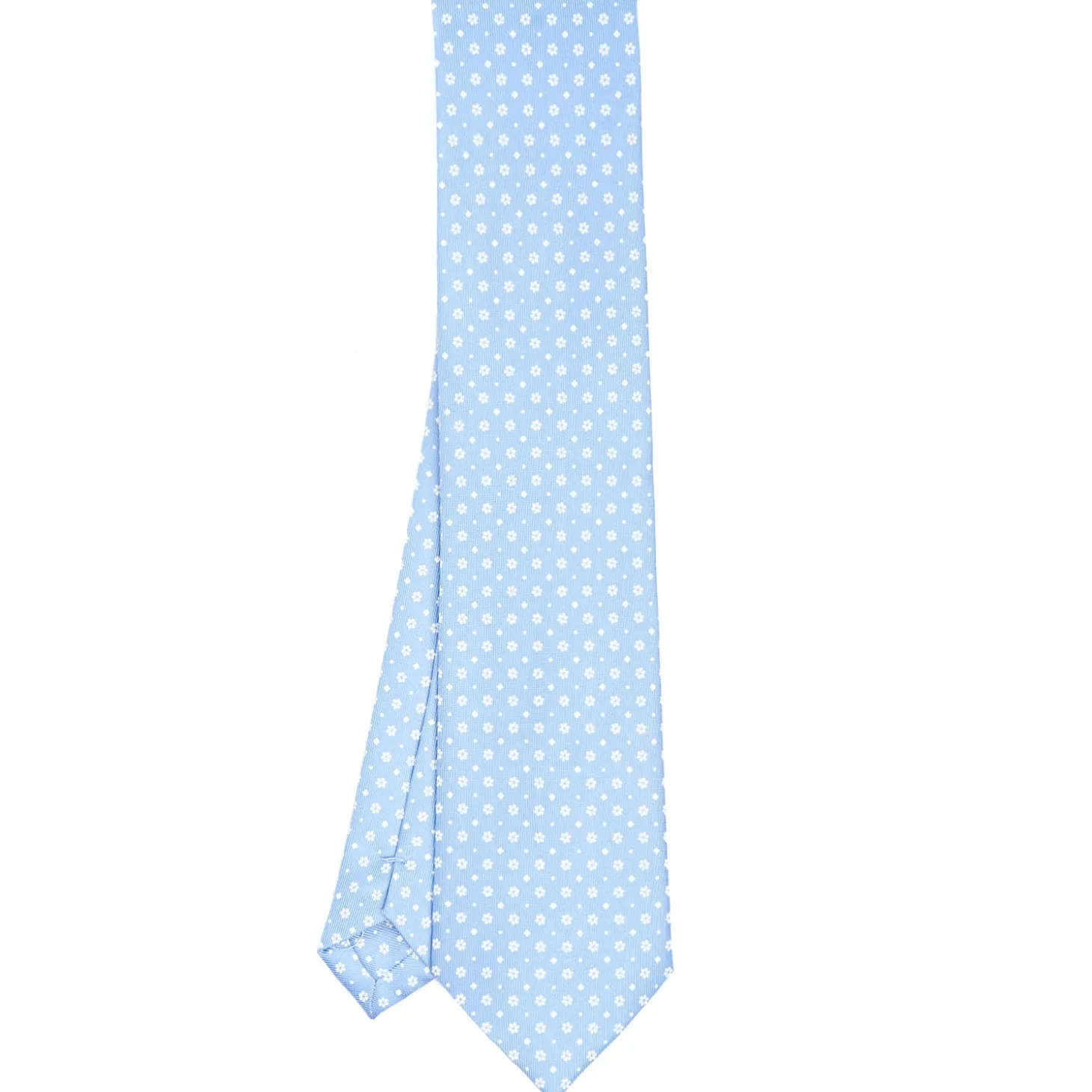 CRAVATTA SARTORIALE CLASSICA IN SETA AZZURRO Microfantasia fiore