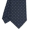 CRAVATTA SARTORIALE CLASSICA IN SETA BLU SCURO Microfantasia fiore