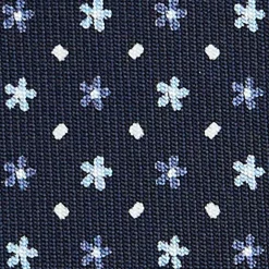 CRAVATTA SARTORIALE CLASSICA IN SETA BLU SCURO Microfantasia fiore